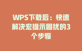 WPS Office免费版宏安全提示频繁弹出？调整教程